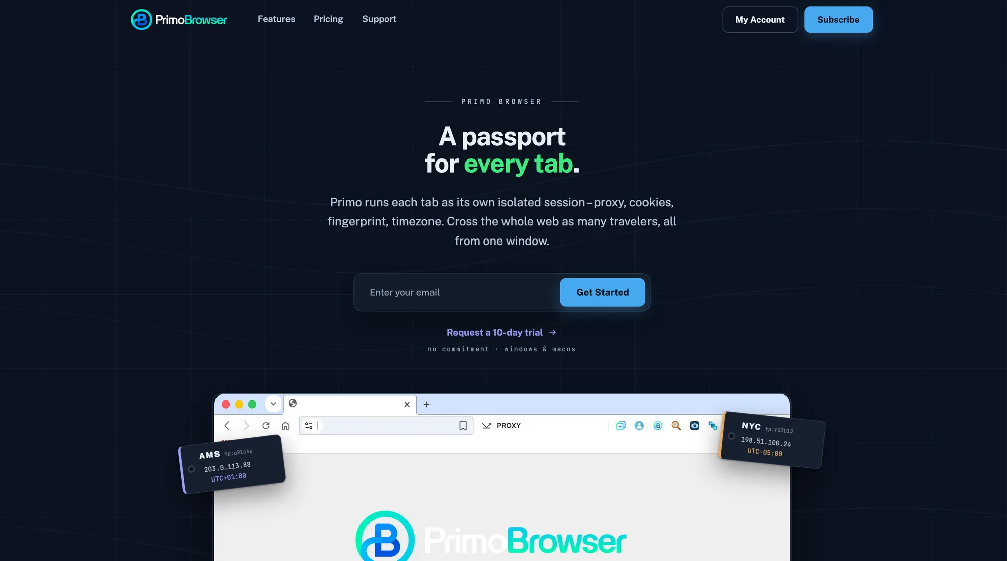 Primo Browser website